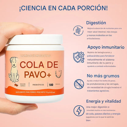 Probiótico de cola de pavo™ evita un cancer o tumor en tu cachorro