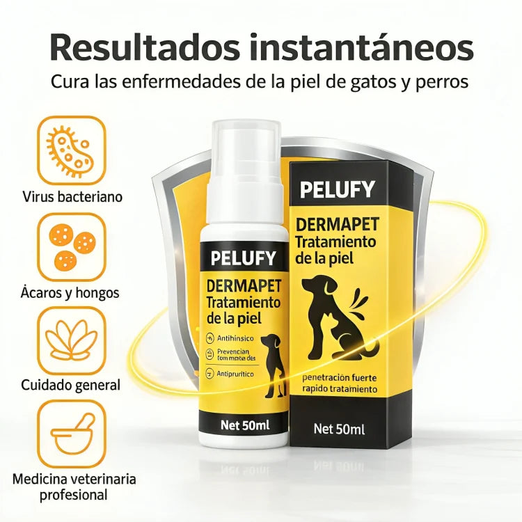 Spray Dermapet Alivio inmediato para la picazón y la irritación. Favorece la recuperación natural de piel y pelaje