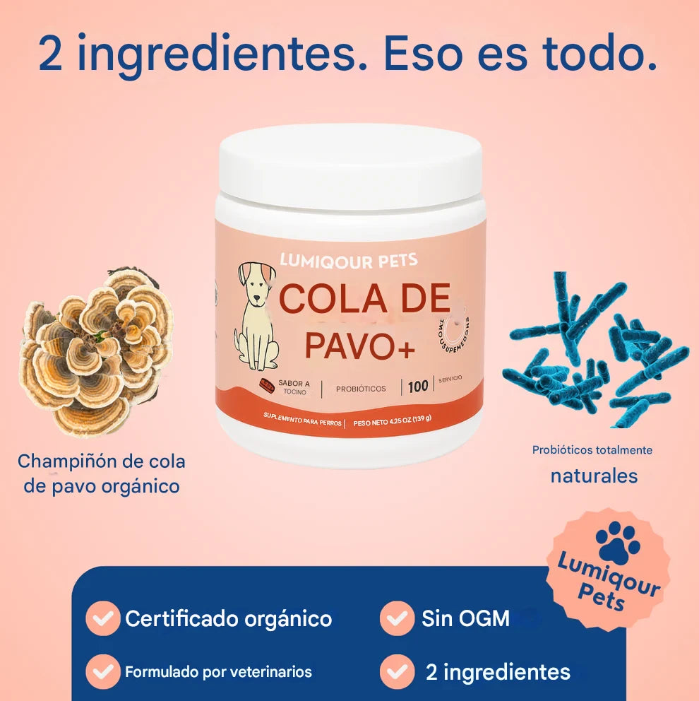 Probiótico de cola de pavo™ evita un cancer o tumor en tu cachorro